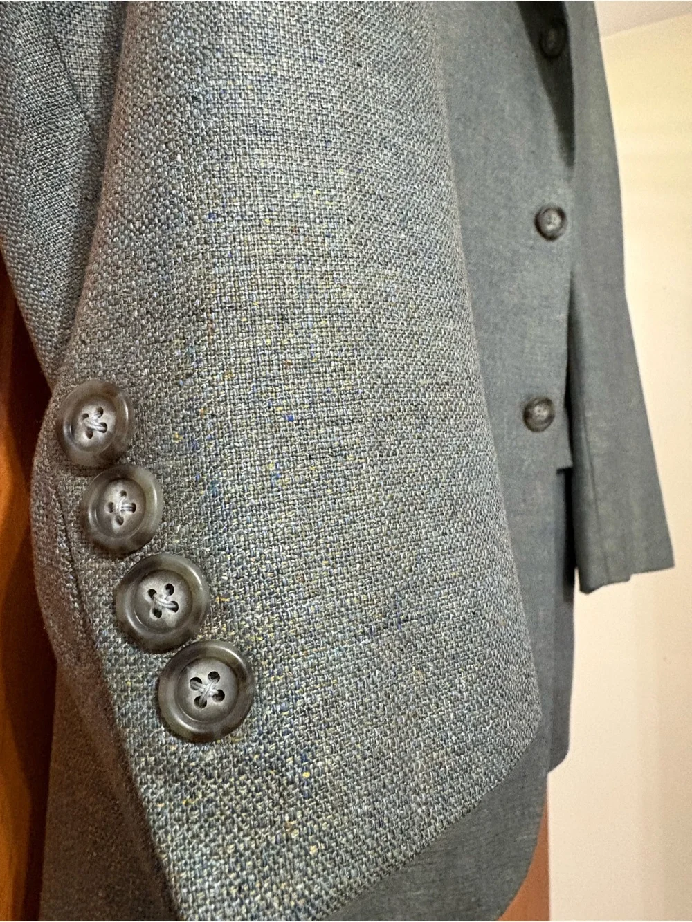 Jos A Bank 100% Silk Tweed Green Blazer Sport Coat, 48L